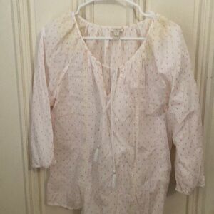 White and Pink Polka Dot Blouse